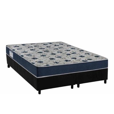 Cama Box Queen: Colchão Ortopédico Ortobom D28 Anatômico Iso 60 + Base Crc Suede Black (158x198)