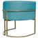 Kit 2 Poltronas Decorativa Recepção Luna Suede Cores Base De Ferro Champagne Azulturquesa Suede
