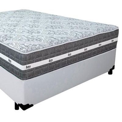 Cama Box Casal Sintético + Colchão Anjos Black Graphite Molas Ensacadas 138x188x64cm Branco