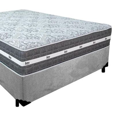 Cama Box Casal Suede + Colchão Anjos Black Graphite Molas Ensacadas 138x188x64cm Cinza