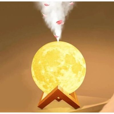 Abajur Umidificador Difusor Ar Lua Cheia 3D Luminária RBG