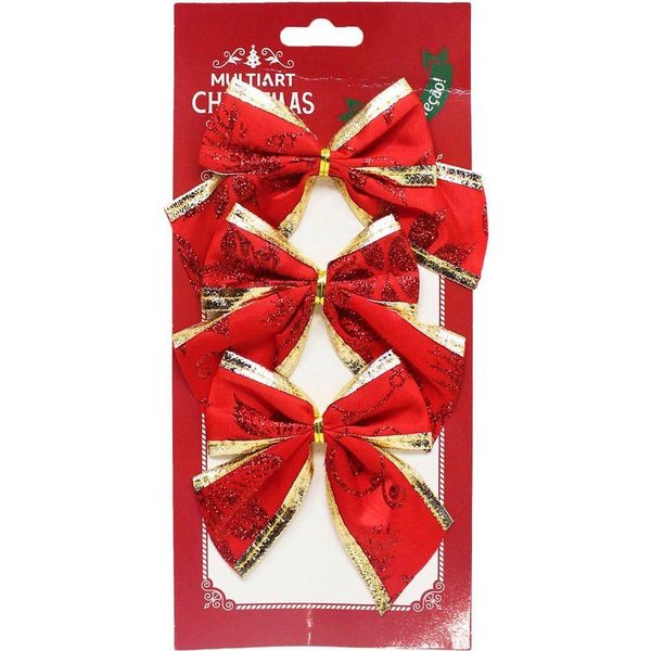 Kit 24 Enfeite Laços Natalino Vermelho árvore Natal De 10cm