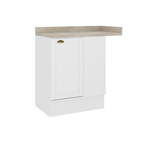 Gabinete De Cozinha Modulado Balcão Com Tampo Bella 2611 Canto Reto Com 1 Porta 94cm Branco