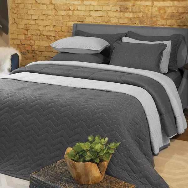 Jogo de Cama Solteiro Atlântica Malha Mescla Cinza com 2 Peças Jogo de Cama Solteiro Atlântica Malha Mescla Cinza com 2 Peças