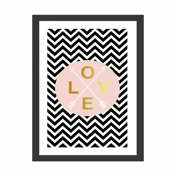 Quadro Kapos 32x42cm P&B Zigzag Love Quadro Kapos 32x42cm P&B Zigzag Love