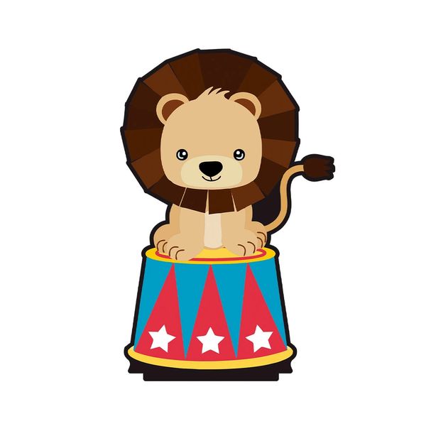 Leão Decorativo de Mesa Tema Circo Produfest MDF Leão Decorativo de Mesa Tema Circo Produfest MDF