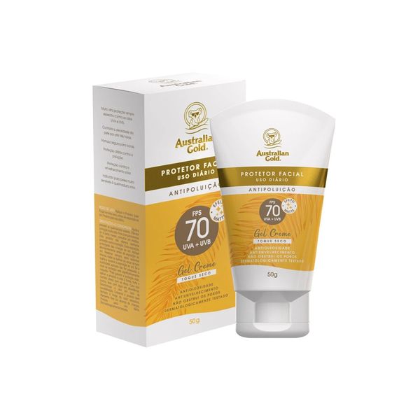 Protetor Solar Facial Australian Gold Gel Creme Fps70 50g