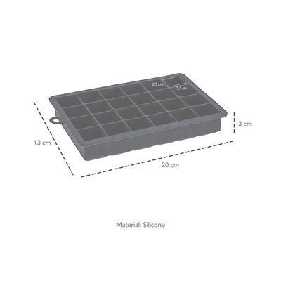 Forma de Gelo Silicone Preto Retangular 24 Cubos e 4 Esferas