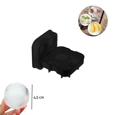 Forma de Gelo Silicone Preto Retangular 24 Cubos e 4 Esferas