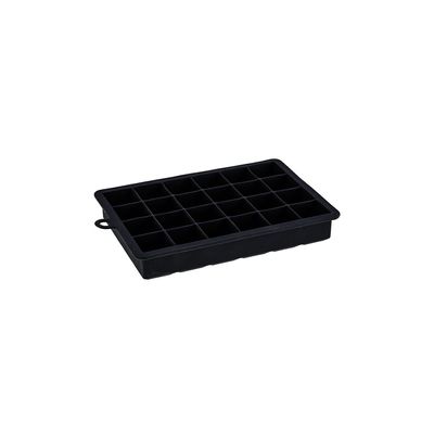 Forma de Gelo Silicone Preto Retangular 24 Cubos e 4 Esferas