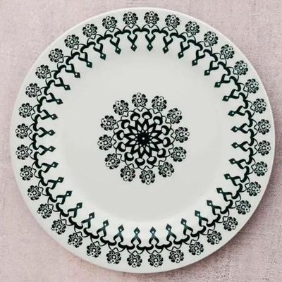 Prato Raso de Cerâmica Estampa Donna Folk 24cm 12 Unidades - Biona 061404