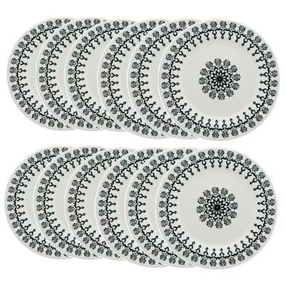 Prato Raso de Cerâmica Estampa Donna Folk 24cm 12 Unidades - Biona 061404