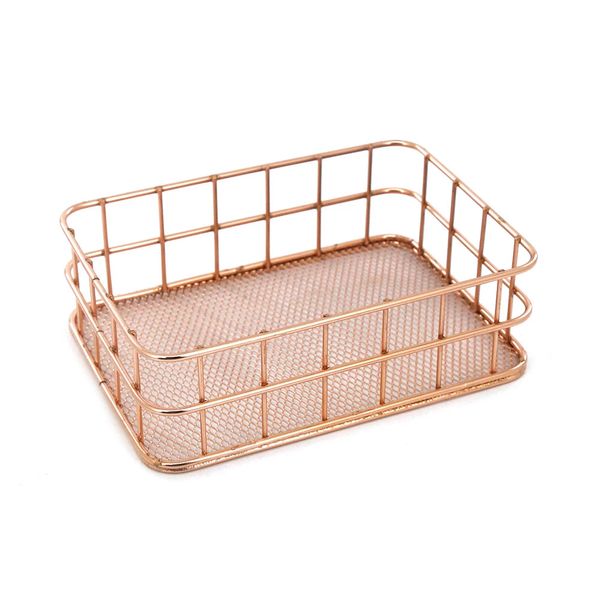 Organizador de Mesa Le Aramado Metal Retangular Rosé Gold 17x12x5,2cm
