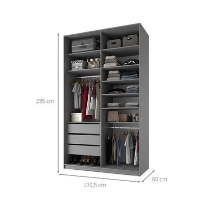 Guarda-Roupa Closet Sion 100% MDF 3 GV Cinza 140 cm