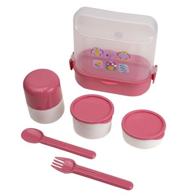 Kit Box Le Baby com Garrafa, Garfo, Colher e Marmita Butterfly com 6 Peças