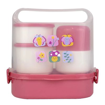 Kit Box Le Baby com Garrafa, Garfo, Colher e Marmita Butterfly com 6 Peças