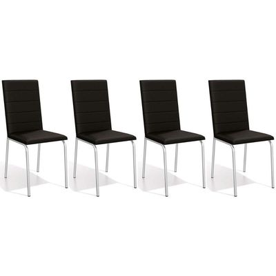 Kit 4 Cadeiras Sala Jantar Amsterdã C091 4 Un Cromada Preto 110