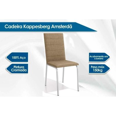 Kit 4 Cadeiras Sala Jantar Amsterdã C091 4 Un Cromada Preto 110