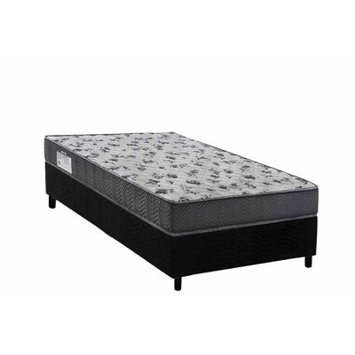 Cama Box Solteiro: Colchão Ortopédico Ortobom D33 Anatômico Iso 100 Ultra Firme + Base Crc Suede Black (78x188)