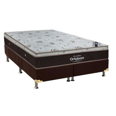 Cama Box: Colchão Molas Superpocket Ensacadas Ortobom Sleep King + Box Suede Brown (193x203)