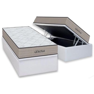 Cama Box Baú Casal: Colchão Espuma D45 Orthoflex Genova + Base Crc Courano White (138x188)