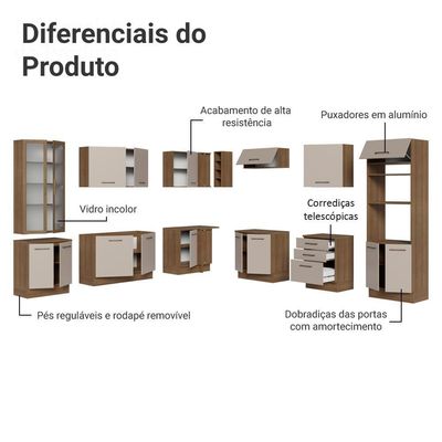 Armário De Cozinha Completa 549cm Rustic/crema Agata Madesa 01 Rustic/crema