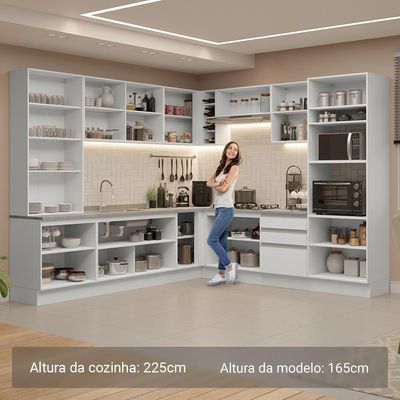 Armário De Cozinha Completa 549cm Branco Glamy Madesa 01 Branco