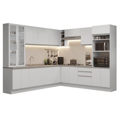 Armário De Cozinha Completa 549cm Branco Glamy Madesa 01 Branco