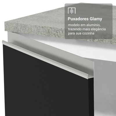 Armário De Cozinha Completa 549cm Branco/preto Glamy Madesa 01 Branco/preto