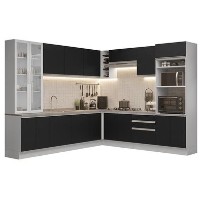 Armário De Cozinha Completa 549cm Branco/preto Glamy Madesa 01 Branco/preto
