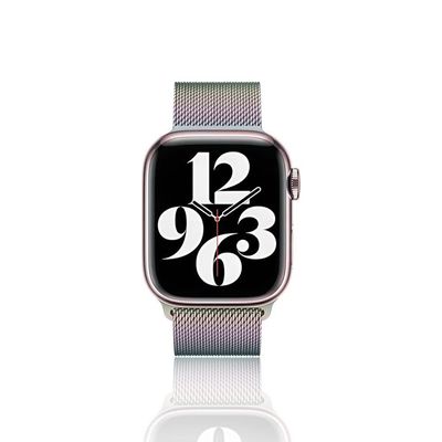 Relógio Smartwatch W34s Rosê Gold Pulseira De Aço Arco íris