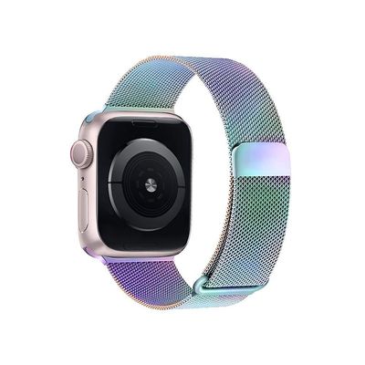 Relógio Smartwatch W34s Rosê Gold Pulseira De Aço Arco íris