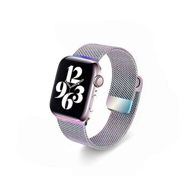 Relógio Smartwatch W34s Rosê Gold Pulseira De Aço Arco íris