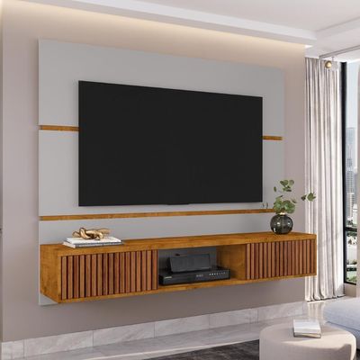 Painel Jaspe Para Tv 65 Polegadas Off White Nature Ripado