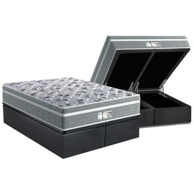 Conjunto Box Baú King: Colchão Molas Probel Ensacadas Evolution Gray + Base Crc Suede Gray (193x203)