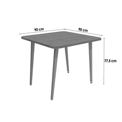 Conjunto Mesa Sala Jantar Iguaçu Tampo Madeirado 90x90cm E 4 Cadeiras Noruega Niquel Nogueira Capuccino Kappesberg