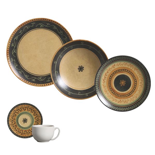 Aparelho de Jantar Porto Brasil Coup Oliva em Cerâmica 20 Peças
