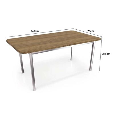 Mesa Para Cozinha Reno Com Tampo 160cm Cromada Nogueira Kappesberg