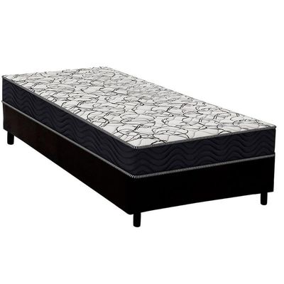 Conjunto Box Solteiro: Colchão Espuma Ortobom D45 Airtech 150 + Base Crc Suede Black (88x188)