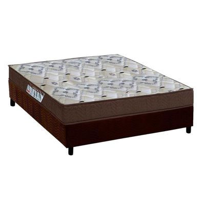 Cama Box Casal: Colchão Espuma D45 Ortobom Iso 150 Mega Firme + Base Crc Suede Brown (138x188)