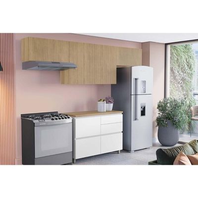 Cozinha Completa Rainha 4 Peças 3 Aéreos 1 Balcão C4p159 Nature Branco