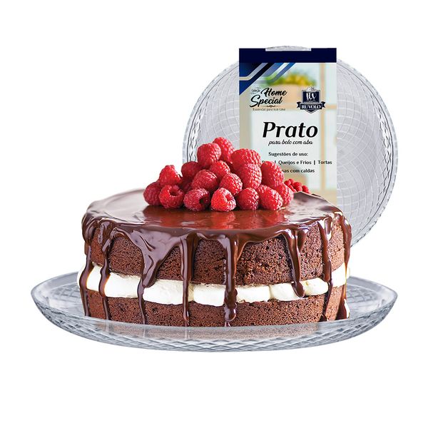 Prato para Bolo com Aba Vidro Ruvolo com Aba Home Special 30cm Prato para Bolo com Aba Vidro Ruvolo com Aba Home Special 30cm