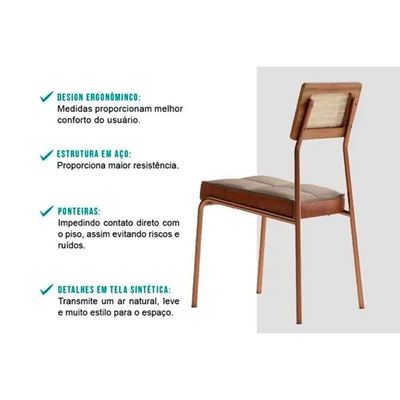 Kit 4 Cadeiras De Cozinha 1741 4 Uni Rose Linho Areia Courano Caramelo