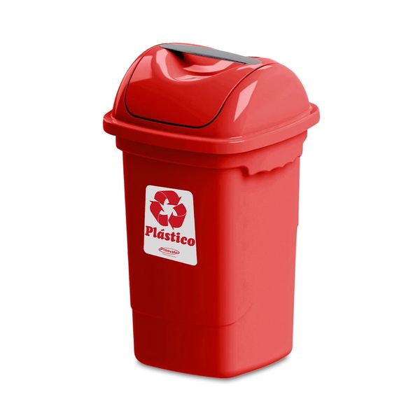 Lixeira para Coleta Seletiva 30l Plasvale Vermelha