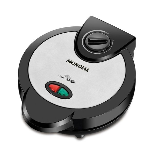 Máquina de Waffle Mondial Pratic Waffle Maker GW-01 Preto Prepara 4 Waffles - 127V