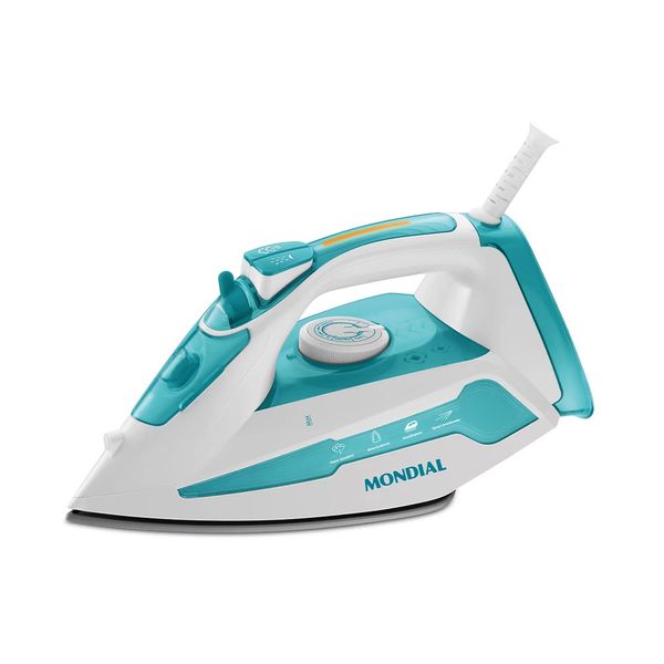 Ferro de Passar Roupa a Vapor Mondial Turbo Stream F45 Branco/Azul 220V Ferro de Passar Roupa a Vapor Mondial Turbo Stream F45 Branco/Azul 220V