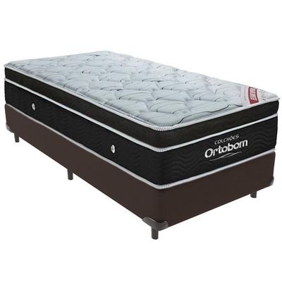 Cama Box Marrom E Colchão Elegant Molas Ensacadas Solteiro Ortobom