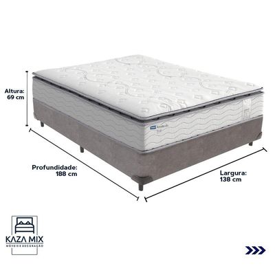 Cama Box Cinza E Colchão Amsterdã Molas Ensacadas Casal Probel
