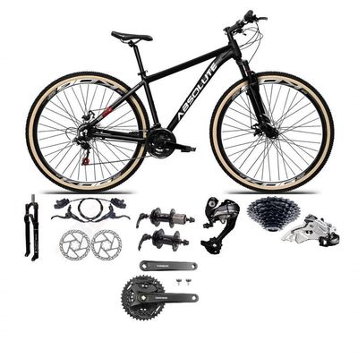 Bicicleta Aro 29 Absolute Nero 5 Câmbios 27v Shimano Altus Freios Hidráulicos Pneu Com Faixa - Preto Tam.17