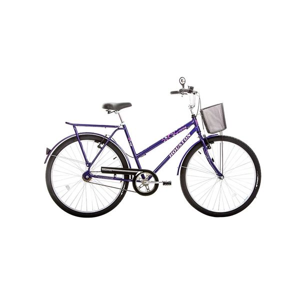 Bicicleta Houston Ônix Vb Aro 26 com Bagageiro Violeta com Cesta Bicicleta Houston Ônix Vb Aro 26 com Bagageiro Violeta com Cesta